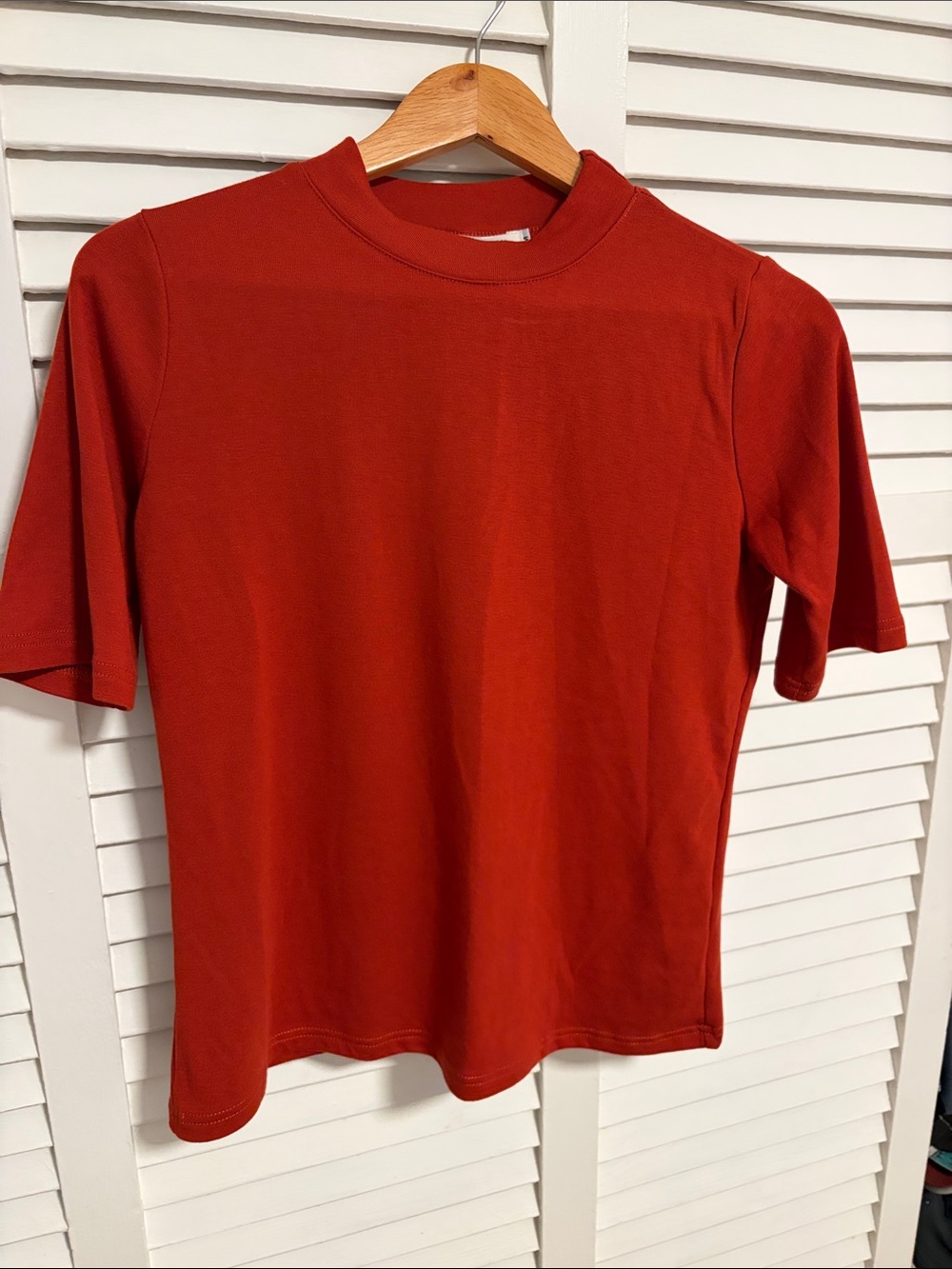 high neck shirt in Brick Red